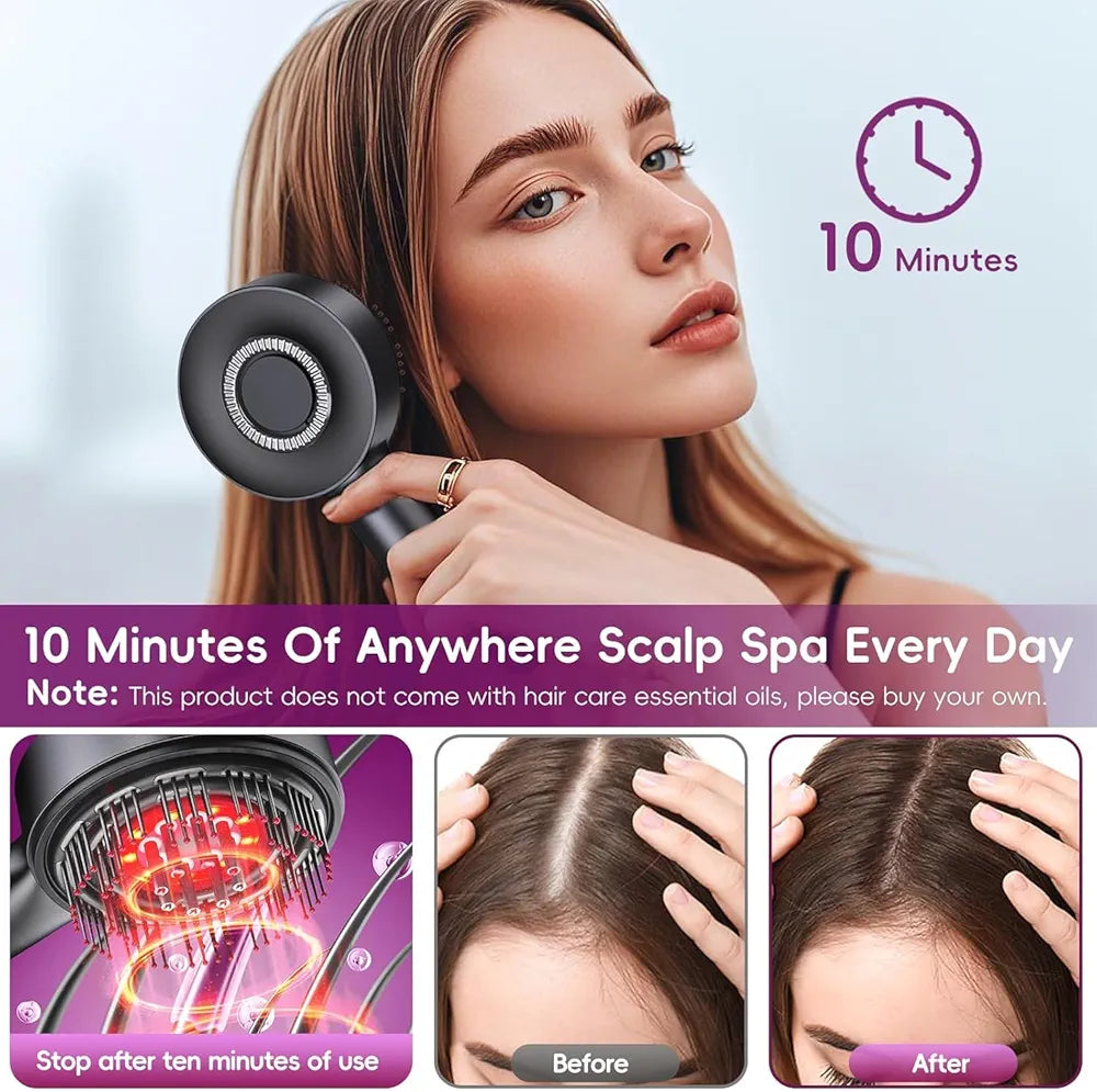 Scalp Massager Brush with Oil Applicator - Cordless Electric Hair Scalp Messenger, Shiatsu Head Massage, IPX7 Waterproof, Portable Deep Head Massager Comb For Hair Growth & Head Relaxation