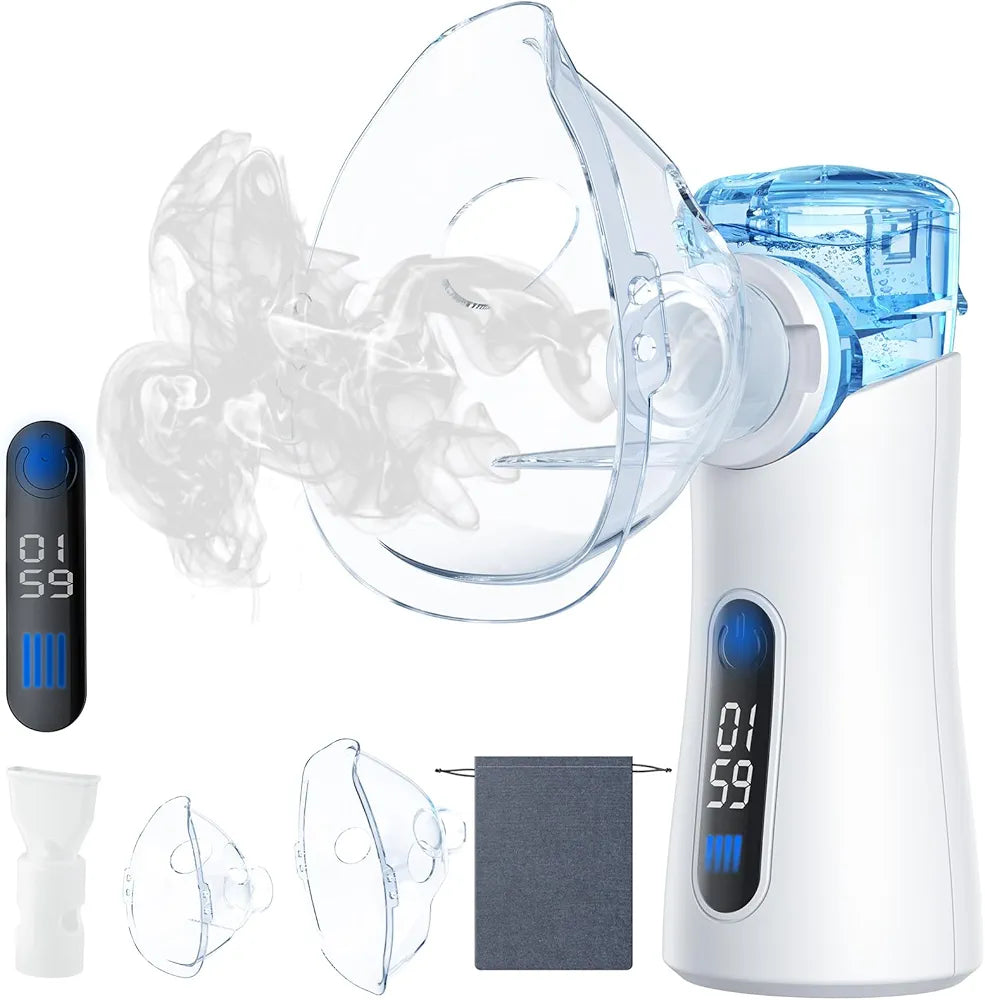 Portable Nebulizer for Adults & Kids, Nebulizer Machine with Intuitive LED Interface and Auto-Cleaning, Inhaler for Respiratory Problems, Silent, Efficient Atomization for Home and Travel Use