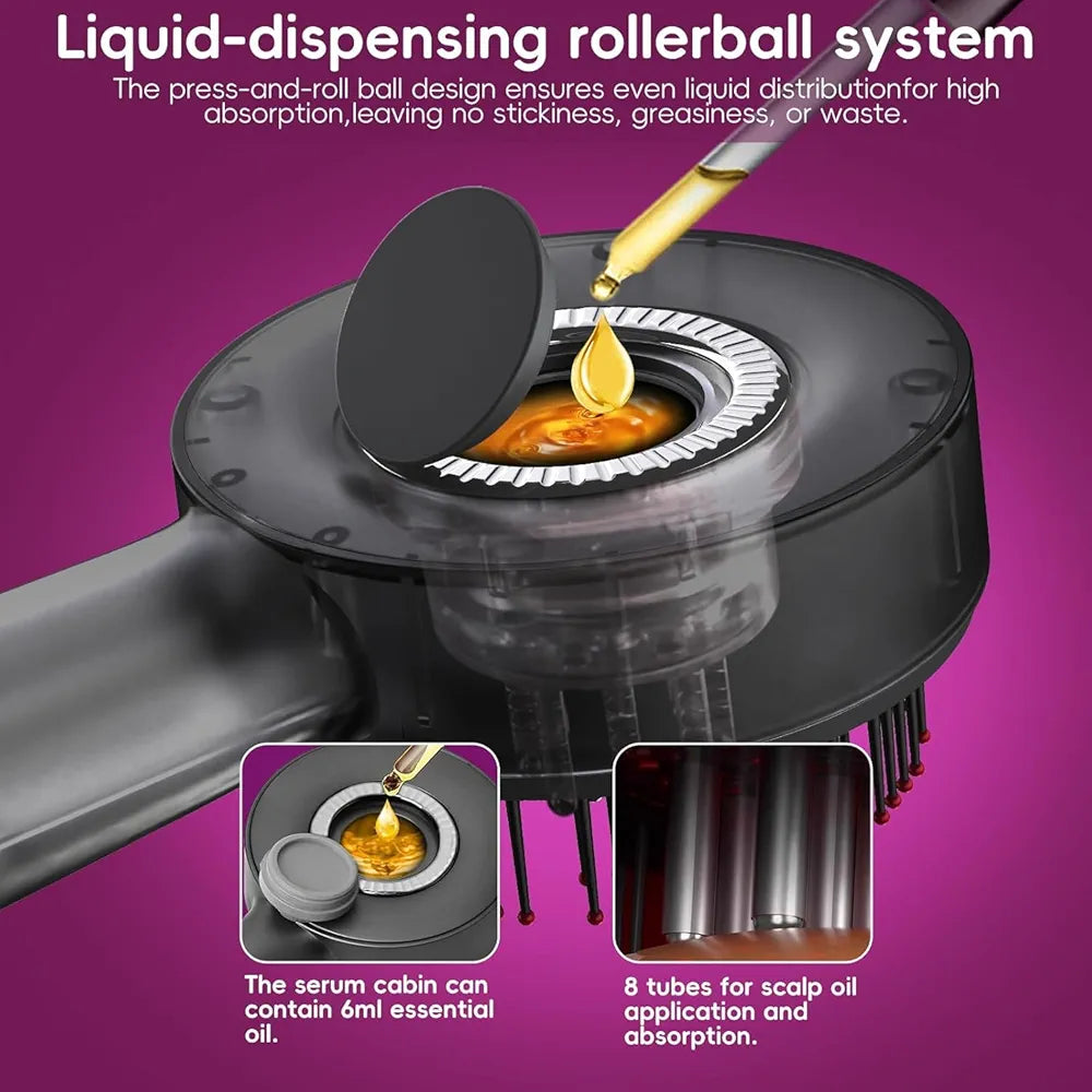 Scalp Massager Brush with Oil Applicator - Cordless Electric Hair Scalp Messenger, Shiatsu Head Massage, IPX7 Waterproof, Portable Deep Head Massager Comb For Hair Growth & Head Relaxation