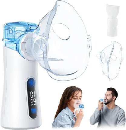 Portable Nebulizer for Adults & Kids, Nebulizer Machine with Intuitive LED Interface and Auto-Cleaning, Inhaler for Respiratory Problems, Silent, Efficient Atomization for Home and Travel Use
