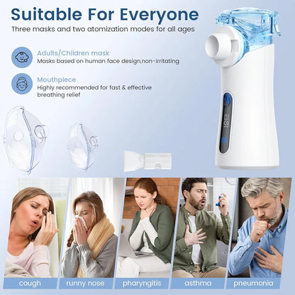 Portable Nebulizer for Adults & Kids, Nebulizer Machine with Intuitive LED Interface and Auto-Cleaning, Inhaler for Respiratory Problems, Silent, Efficient Atomization for Home and Travel Use