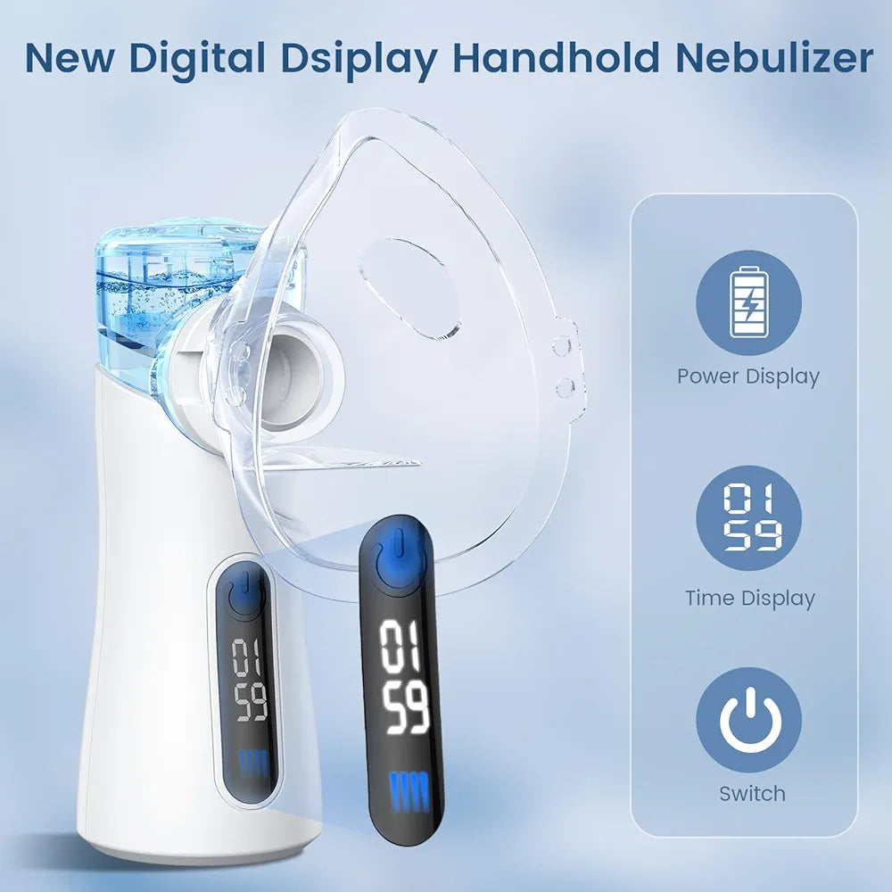 Portable Nebulizer for Adults & Kids, Nebulizer Machine with Intuitive LED Interface and Auto-Cleaning, Inhaler for Respiratory Problems, Silent, Efficient Atomization for Home and Travel Use